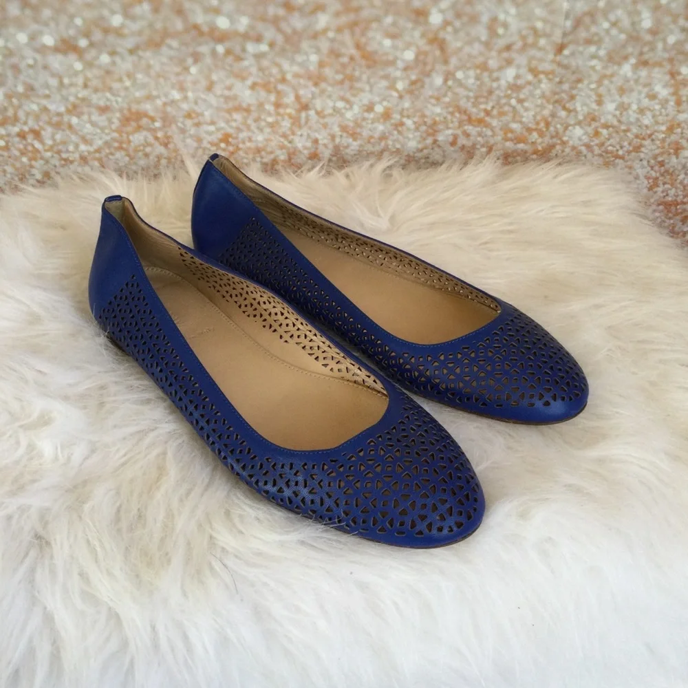 J.Crew Blue Leather Flats